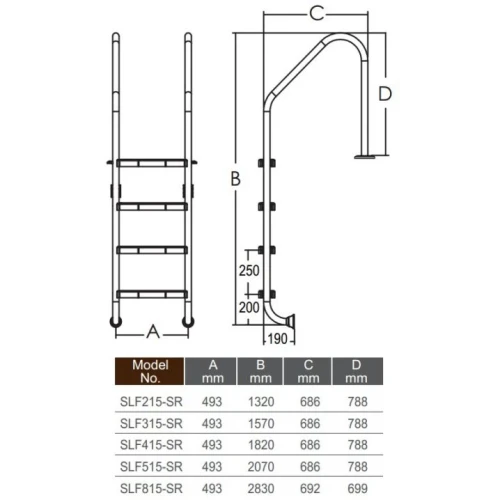 Лестница Emaux Standard SLF315-SR (3 ступ.)