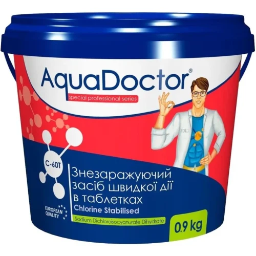 Шок-хлор для басейну AquaDoctor C-60T 0.9 кг в таблетках