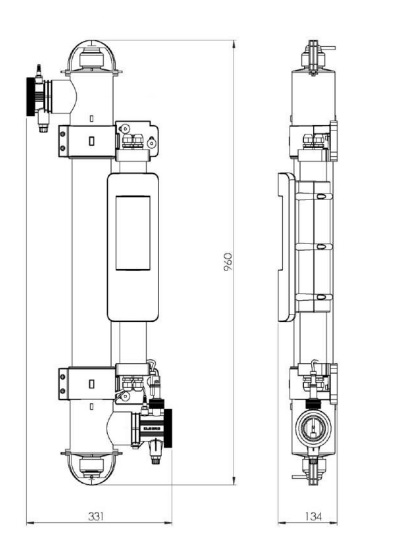 Размеры ультрафиолетовой установки Elecro Stereliser UV-C E-PP-55