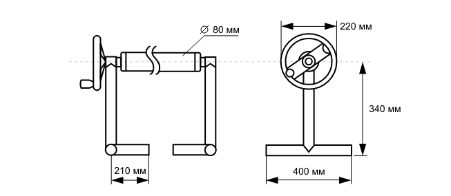 Размеры опоры для наматывающего устройства Vagner&nbsp;6017000